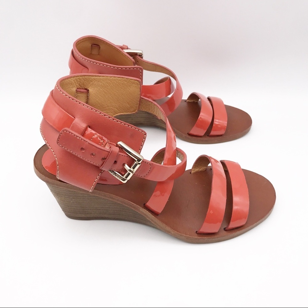Coach‎ Prue Patent Orange Wedge Sandals Size 5 - Picture 5 of 11